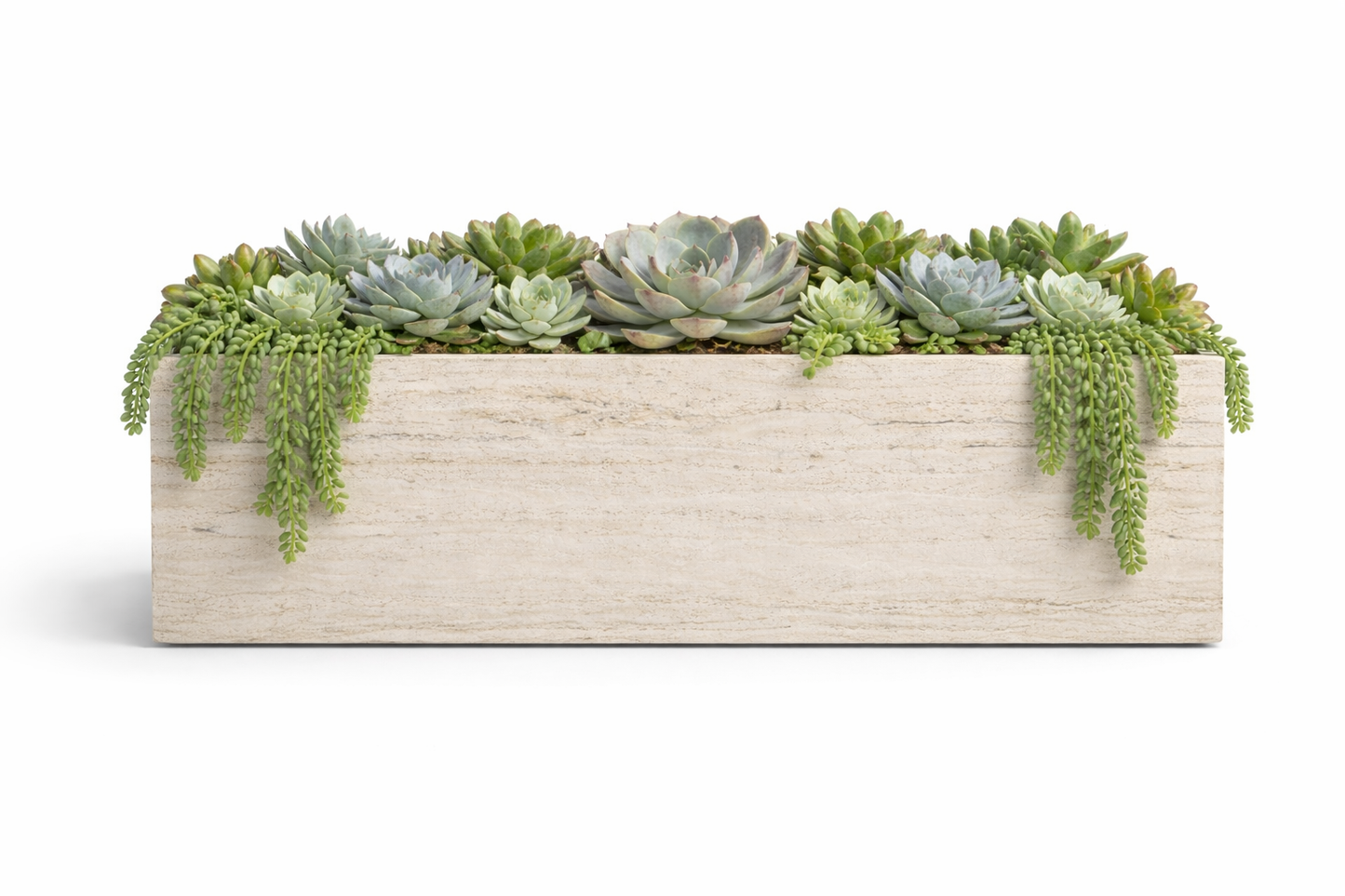 Maceta Rectangular de travertino